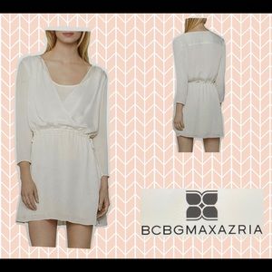 BCBGMAXAZRIA Draped satin above the knee dress